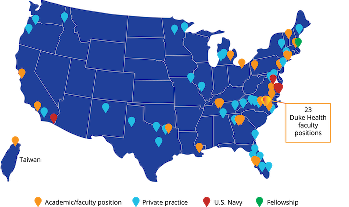 Map of alumni positions