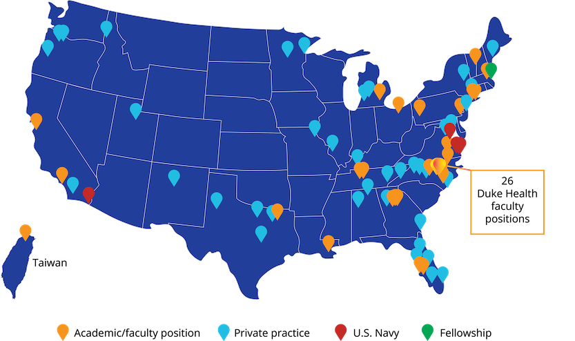 Map of alumni positions