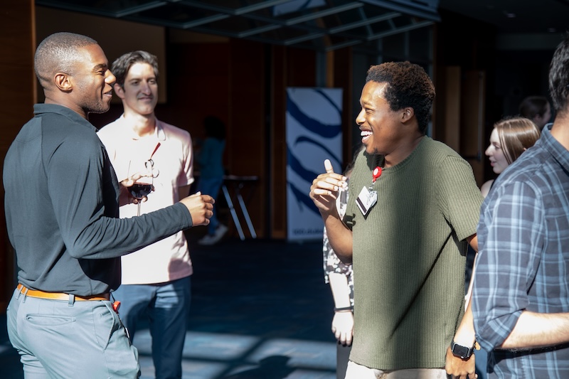 Students chatting at the Samulski lecture