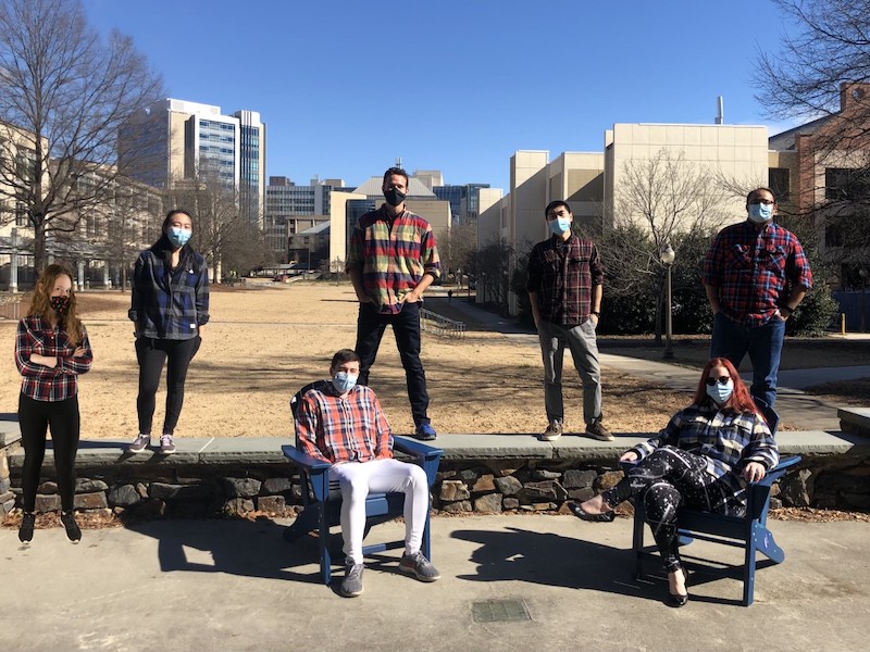 Members of the Floyd Lab celebrating Flannel Friday