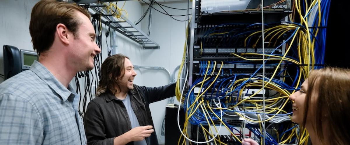 Members of the Lafata Lab in the server room