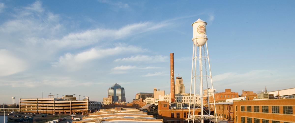 Durham skyline including Lucky Strike tower