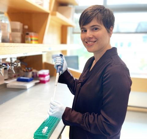 Yvonne Mowery, MD, PhD, in her lab