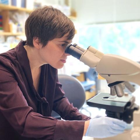 Yvonne Mowery, MD, PhD, in her lab