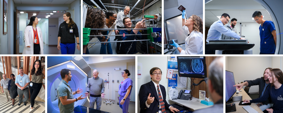 Collage of photos showing Duke Radiation Oncology faculty, staff, residents and students