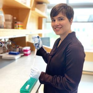 Yvonne Mowery, MD, PhD, in her lab